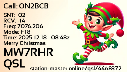 QSL Card for MW7RHR QSO with ON2BCB