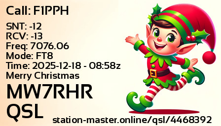 QSL Card for MW7RHR QSO with F1PPH