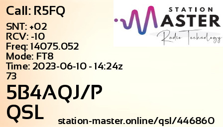QSL Card for 5B4AQJ/P QSO with R5FQ
