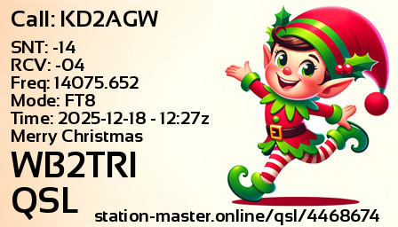 QSL Card for WB2TRI QSO with KD2AGW