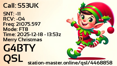 QSL Card for G4BTY QSO with S53UK