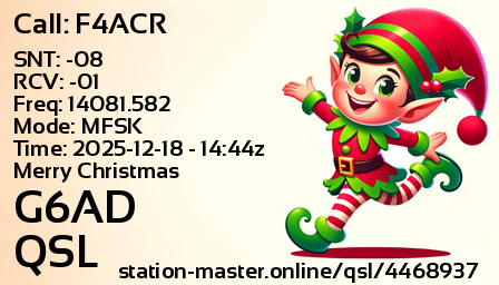 QSL Card for G6AD QSO with F4ACR