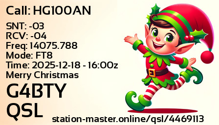 QSL Card for G4BTY QSO with HG100AN