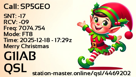 QSL Card for G1IAB QSO with SP5GEO