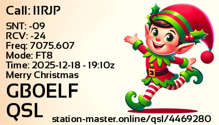 QSL Card for GB0ELF QSO with I1RJP