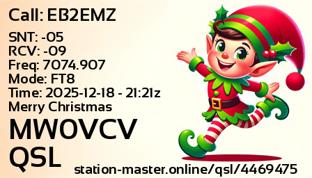 QSL Card for MW0VCV QSO with EB2EMZ