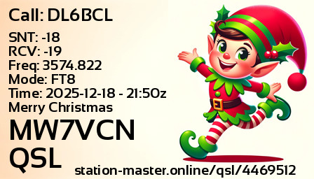QSL Card for MW7VCN QSO with DL6BCL