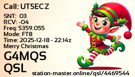 QSL Card for G4MQS QSO with UT5ECZ