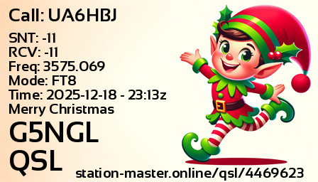 QSL Card for G5NGL QSO with UA6HBJ