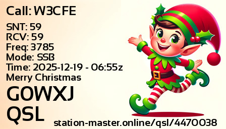 QSL Card for G0WXJ QSO with W3CFE
