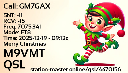 QSL Card for M9VMT QSO with GM7GAX