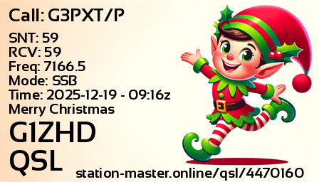 QSL Card for G1ZHD QSO with G3PXT/P