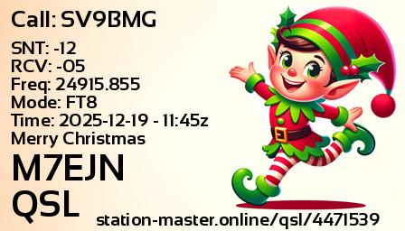 QSL Card for M7EJN QSO with SV9BMG