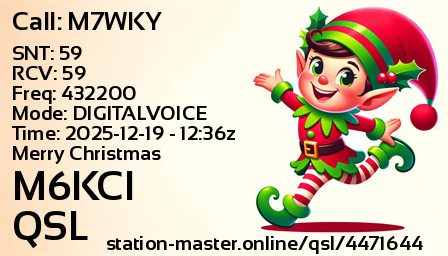 QSL Card for M6KCI QSO with M7WKY