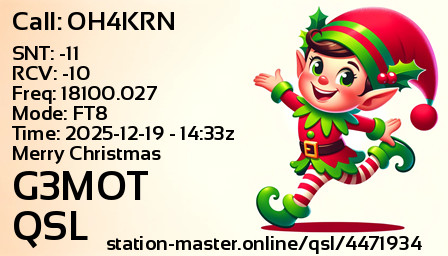 QSL Card for G3MOT QSO with OH4KRN