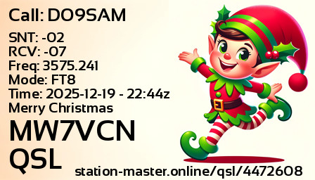 QSL Card for MW7VCN QSO with DO9SAM
