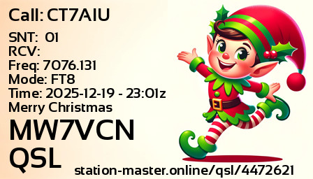 QSL Card for MW7VCN QSO with CT7AIU