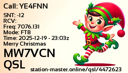 QSL Card for MW7VCN QSO with YE4FNN