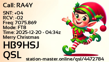 QSL Card for HB9HSJ QSO with RA4Y