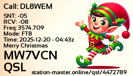 QSL Card for MW7VCN QSO with DL8WEM