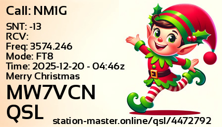 QSL Card for MW7VCN QSO with NM1G