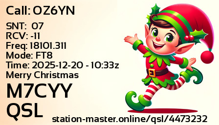 QSL Card for M7CYY QSO with OZ6YN