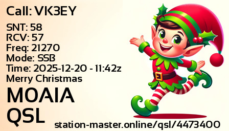 QSL Card for M0AIA QSO with VK3EY