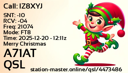QSL Card for A71AT QSO with IZ8XYJ