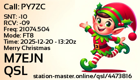 QSL Card for M7EJN QSO with PY7ZC