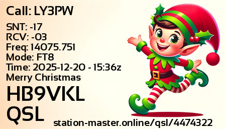 QSL Card for HB9VKL QSO with LY3PW
