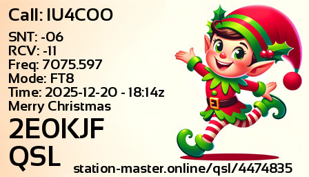 QSL Card for 2E0KJF QSO with IU4COO