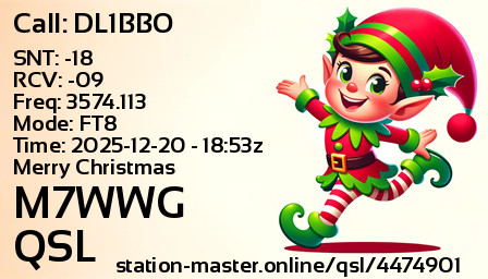 QSL Card for M7WWG QSO with DL1BBO