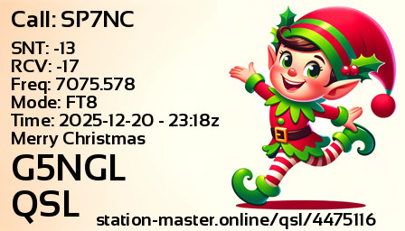 QSL Card for G5NGL QSO with SP7NC
