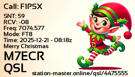 QSL Card for M7ECR QSO with F1PSX