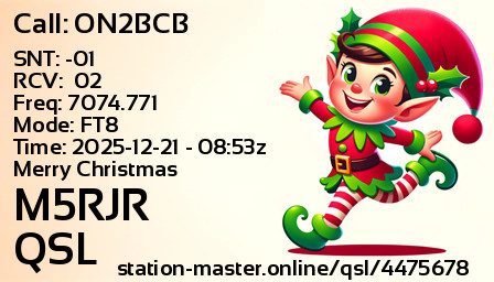 QSL Card for M5RJR QSO with ON2BCB