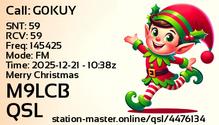 QSL Card for M9LCB QSO with G0KUY
