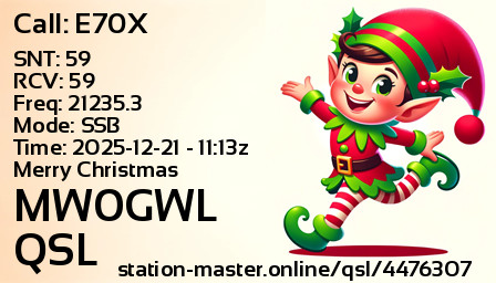 QSL Card for MW0GWL QSO with E70X