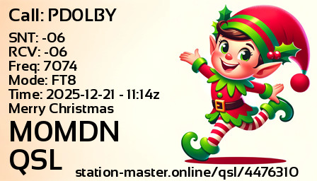 QSL Card for M0MDN QSO with PD0LBY