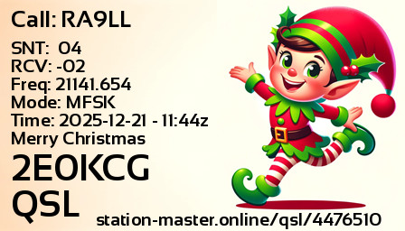 QSL Card for 2E0KCG QSO with RA9LL