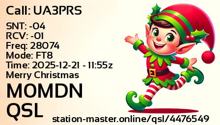 QSL Card for M0MDN QSO with UA3PRS