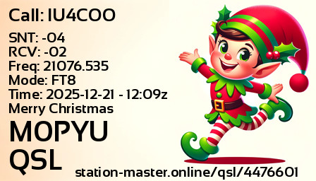QSL Card for M0PYU QSO with IU4COO