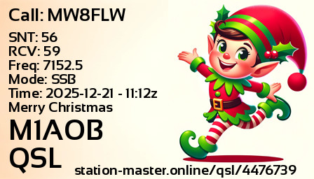 QSL Card for M1AOB QSO with MW8FLW