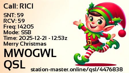 QSL Card for MW0GWL QSO with R1CI