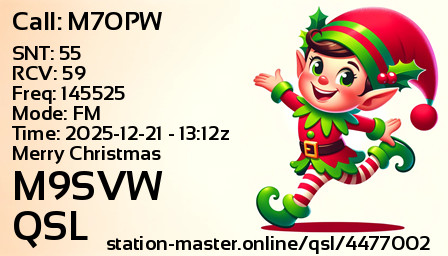 QSL Card for M9SVW QSO with M7OPW