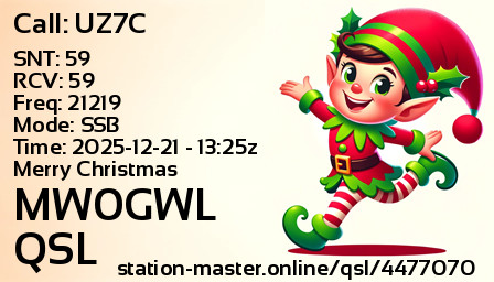 QSL Card for MW0GWL QSO with UZ7C