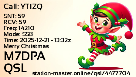 QSL Card for M7DPA QSO with YT1ZQ