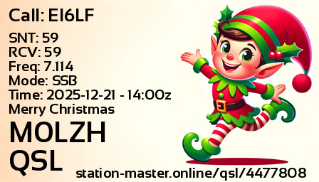 QSL Card for M0LZH QSO with EI6LF