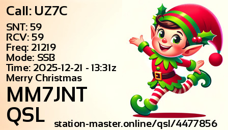 QSL Card for MM7JNT QSO with UZ7C