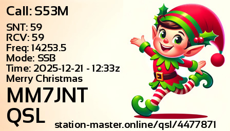 QSL Card for MM7JNT QSO with S53M