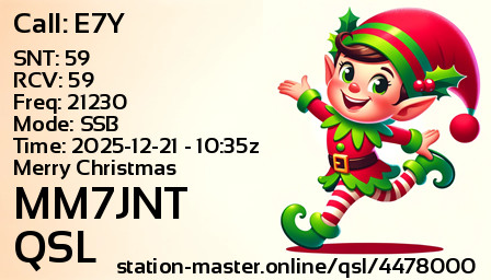 QSL Card for MM7JNT QSO with E7Y